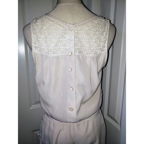 Forever 21 Lace & Tie Bow Belt Cream Jumpsuit Romper Women Size Medium M - Picture 8 of 11
